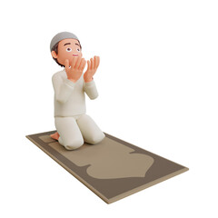 3d illustration muslim boy praying