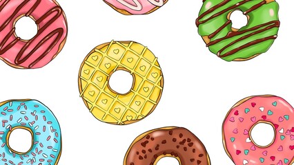 set of colored donuts