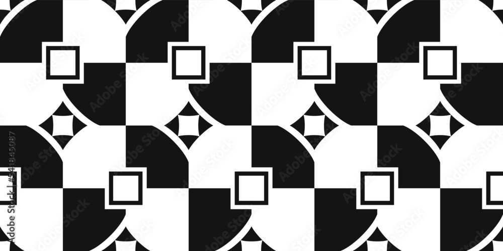 Aufkleber Checkerboard vector pattern abstract. Geometric chess pattern with rhombuses. A vector of striped black and white cells. Chess vector pattern.