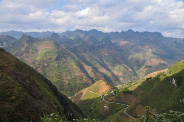 Fototapeta na wymiar Amazing mountains landscape around Ha Giang province in North Vietnam.