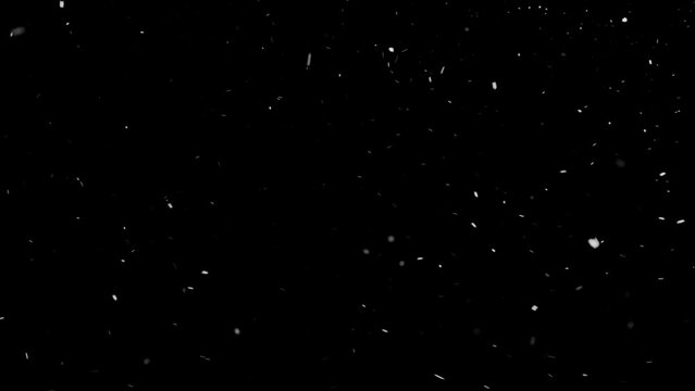 Winter real snowfall effect Snow storm isolated black background in 4K to be used for composing motion graphics background overlay animation 4K drag and drop editing software supporting blending mode