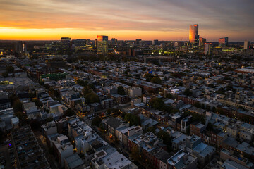 Drone of Epic Philadelphia Sunset