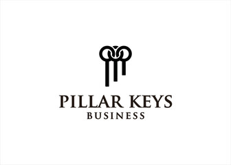 pillar keys logo chain concept strong