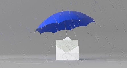 Cyber Security Ransomware Email Phishing Internet Technology Umbrella protecting email on a rainy day