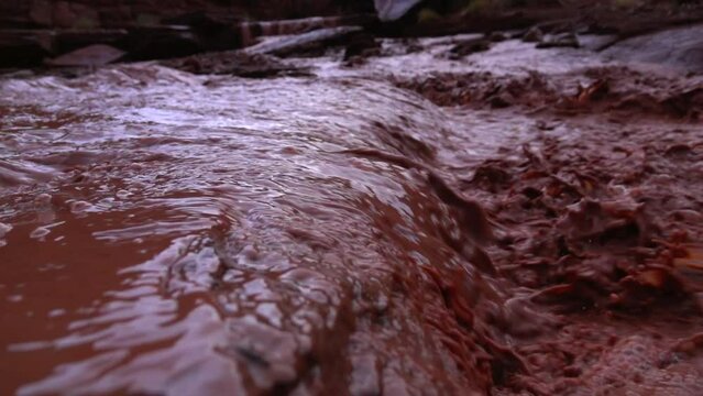 Full Frame Of Flowing Muddy Water On Land - Moab, Utah