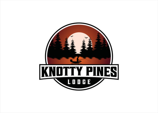 fishing lake river logo design