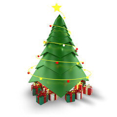 Transparency Realistic 3D render Christmas  tree