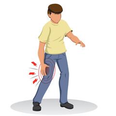 person illustration with symptoms of cramp, peripheral neuropathy, numbness, tingling and dystrophy. Ideal for educational materials and training