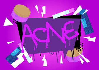 Acne Graffiti tag. Abstract modern street art decoration performed in urban painting style.