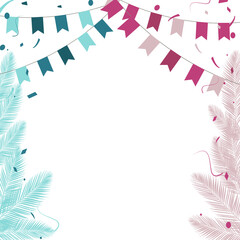 Fototapeta na wymiar Set of garlands, Pink and blue Palms for gender reveal or baby shower invitation.