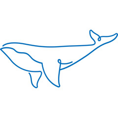 whale continuous line art minimal style vector illustration. Mono lineal design.