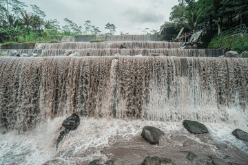 This river dam has six levels, it also functions as a sabo dam for the lava flow of Mount Merapi...