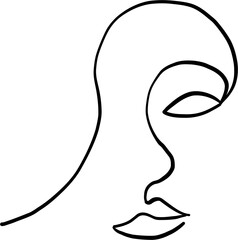 abstract woman face continuous freehand drawing.