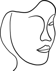 abstract woman face continuous freehand drawing.