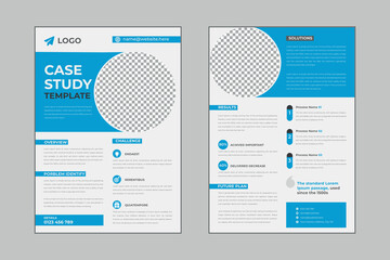 Case study flyer template design for corporate business project with mockup