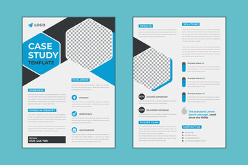 Case study flyer template design for corporate business project with mockup