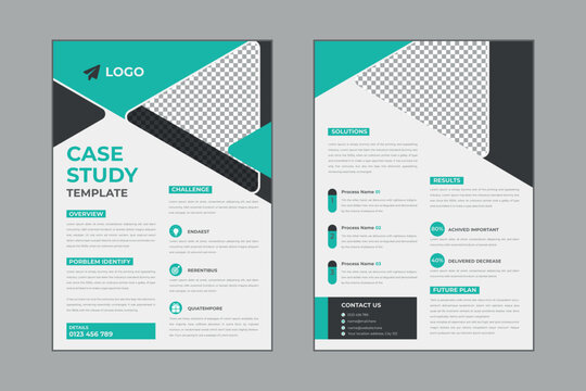 Case study flyer template design for corporate business project with mockup