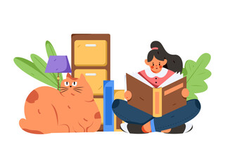 Living room home rest character scene flat vector concept operation illustration
