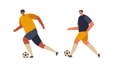 Plakat Flat football players illustrated vector