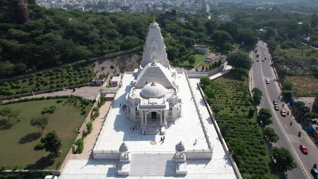 An Aerial Shot of Birla Mandir at Jaipur in Rajasthan,India