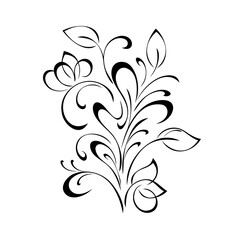 floral design with stylized flowers on stems with leaves and curls. graphic decor