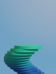 Abstract background minimal concept with layer 3d podium for product presentation. Gradiant geometric object on blue background. 3d render illustration. 
