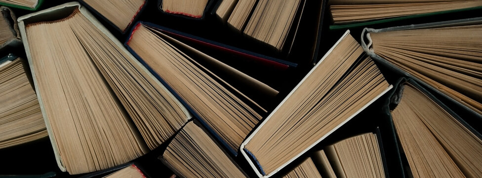 background from many books. Book view from above.  reading culture. High quality photo