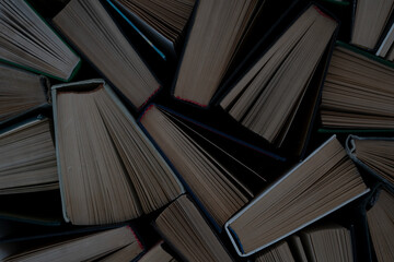 background from many books. Book view from above.  reading culture. High quality photo