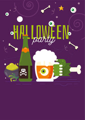 Unique halloween cocktail booze party invitation greeting card blank template