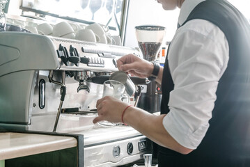 Barista Coffee Maker Machine Grinder Portafilter Concept