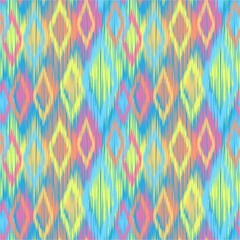 Uzbek ikat seamless pattern vector. Rainbow glow pastel color patterns for fabrics and for creating beautiful interiors. Uzbekistan patterns. Fashion industry. Argyle modern retro vintage style.