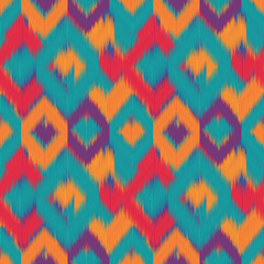 Ikat seamless pattern. Digital Argyle textile patterns. Ethnic geometric line fabric for creating beautiful interiors or clothing. Fashion industry. Vintage retro modern style. Vector illustration.