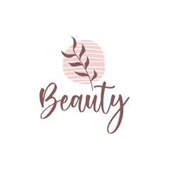 feminine and leaf logo icon and vector