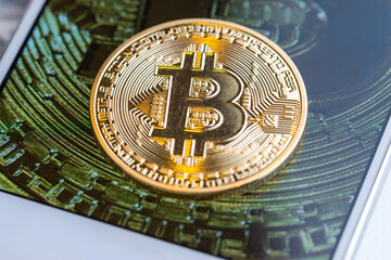 Crypto currency or Bitcoin Crypto on Mobile Smartphone