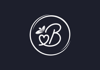 Fototapeta premium Love healthy and green nutrition leaf logo design with the letters. Green love leaf logo