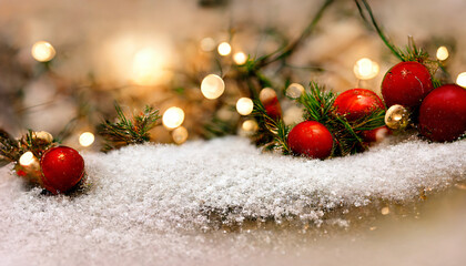 Fototapeta na wymiar christmas decoration on a snow