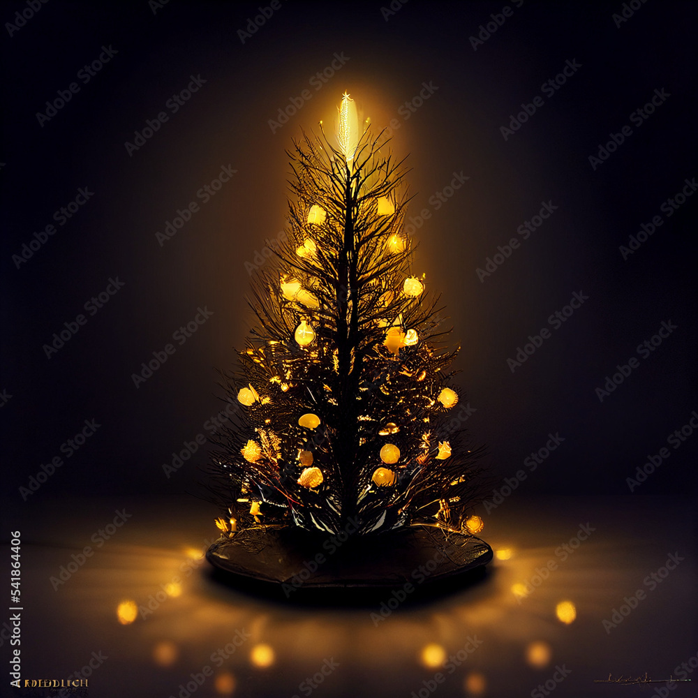 Canvas Prints golden light christmas tree