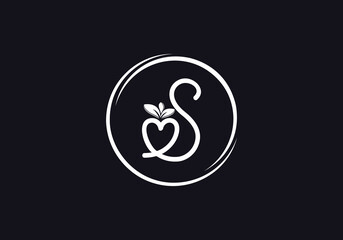 Fototapeta premium Love healthy and green nutrition leaf logo design with the letters. Green love leaf logo