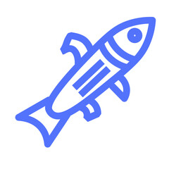 raw seafood fish animals line icon