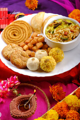 Diwali snacks Diwali faral, Diwali Special sweet and salty snacks, Festival snacks from Maharashtra, India.