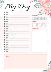 My day delicate pink with flowers planner
