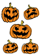 set of halloween pumpkins