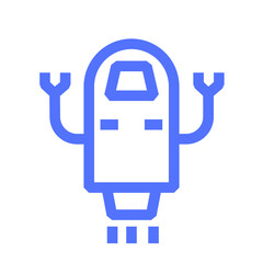 space flying robot flying robot robotic technology line icon