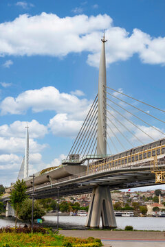 Golden Horn Metro Bridge, or Halic Bridge, Istanbul, Turkey, in a summer sunny day