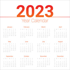 Year 2023 calendar vector design template, simple and clean design