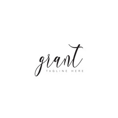 Grant signature black n white logo design 