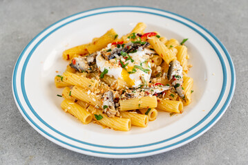 pasta with egg  and anchovy