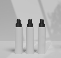 3D mockup of beauty fashion cosmetic makeup, Bottle product with skincare healthcare concept 