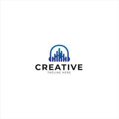 Sound wave and headphone abstract logo, Letter a and sound wave logo
