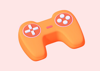 3d render gamepad  illustration on pink background